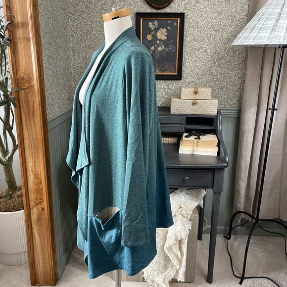LOGO by Lori Goldstein Teal Lounge Cardigan - Picture 8 of 8